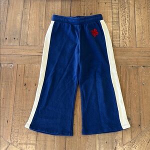 Mini Rodini Navy and Cream red clover Orgwnic Sweatpants 6-7 years crop flare